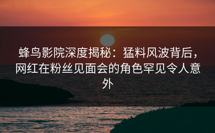 蜂鸟影院深度揭秘：猛料风波背后，网红在粉丝见面会的角色罕见令人意外