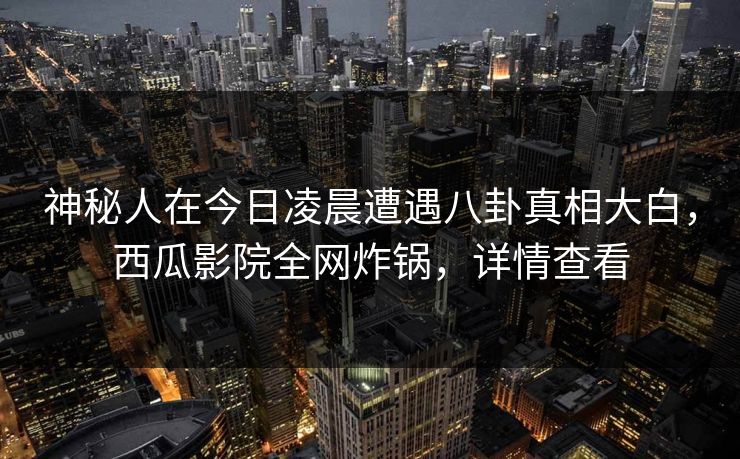 神秘人在今日凌晨遭遇八卦真相大白，西瓜影院全网炸锅，详情查看