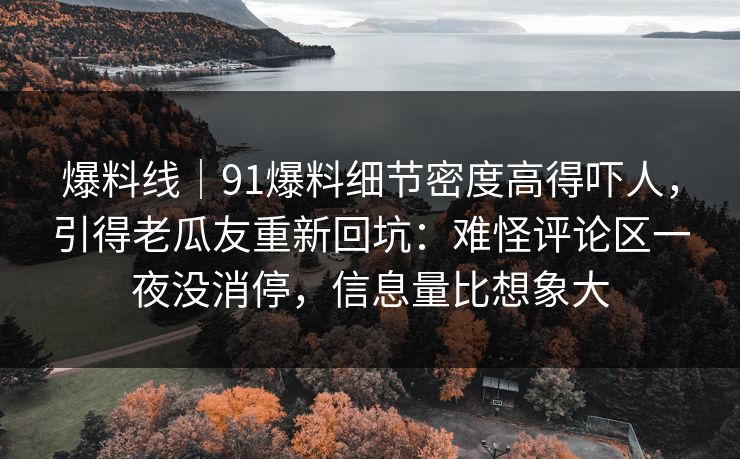 爆料线｜91爆料细节密度高得吓人，引得老瓜友重新回坑：难怪评论区一夜没消停，信息量比想象大
