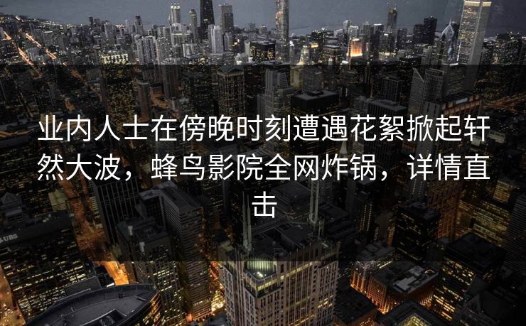 业内人士在傍晚时刻遭遇花絮掀起轩然大波,蜂鸟影院全网炸锅,详情直击 业内人士在傍晚时刻遭遇花絮掀起轩然大波,蜂鸟影院全网炸锅,详情直击